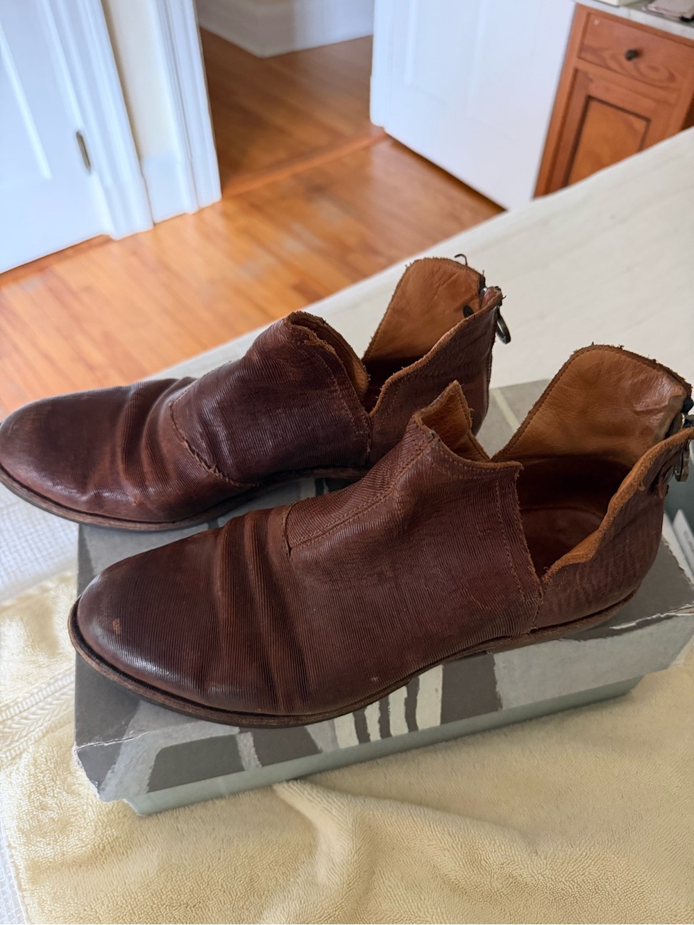 Fiorentini + Baker Distressed Brown Leather Ankle Boots